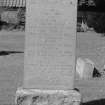 Digital copy of photograph of headstone commemorating, George Heriot, d.1851, his wife, Jean Crooks, d.1890,  Agnes, d.1853, Isabella d.1923, Agnes, d.1928, Janet Dunlop, d1932 and Robert Heriot, d.1935.
Survey no. 71
