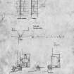 Scanned image of drawing showing part plans second and third floors with details of arrow slit.