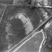 Oblique aerial view centred on the cropmarks of the unenclosed settlement, enclosure, pits and rig at Balwyllo, looking to the SW.