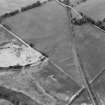 Oblique aerial view centred on the cropmarks of the unenclosed settlement, ring ditches, souterrain, rig and rectinlinear enclosure at Arrat's Mill, looking to the WNW.