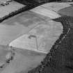 Oblique aerial view centred on the cropmarks of the Roman Temporary Camp at Burnfield with the enclosure at Brownhill Wood adjacent, looking to the NW.