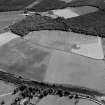 Oblique aerial view centred on the cropmarks of the Roman Temporary Camp at Burnfield with the enclosure at Brownhill Wood adjacent, looking to the ESE.