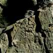 St Ninian's Cave.
Detail of incised cross.