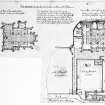 Scanned image of ink sketches showing plans of Trinity College Church and Hospital.
Insc. "Ground Plan of Trinity College Kirk as fitted with new seating & no gallery 1815.  Ground Plan of Trinity College Kirk, Edinburgh previous to being repaired in 1814-15, with the Trinity Hospital adjacent thereto."
Copied from page 6 verso of 'MEMORABILIA, JOn. SIME  EDINr.  1840'