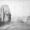 Copy of photograph showing general view of Queen Mary's Bath House from North, with man up a ladder, also showing houses in Abbeyhill with horse and cart in centre
Insc. "Queen Mary's Bath-House, Edinburgh. 326. A.I."