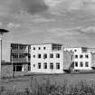 East Kilbride, Westwood, Duncanrig Secondary School.
Photographic view of classroom block.
Insc on verso:  'Classroom Block from S.W. Administration Block in Left Foreground.  Classroom Esape balconies on 2nd floor demanded by Firemaster'.