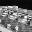 East Kilbride, Westwood, Duncanrig Secondary School.
Photographic view of development model.
Insc on verso:  'Return to Spence E. Kilbride'.
Stamped on verso:  'Photo by: J. Roman Rock 22 Brandon Terrace Edinburgh, 3'.