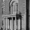 Detail of entrance porch in S front.