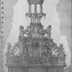 Photographic copy of drawing showing form of fountain for its restoration.
