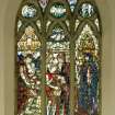 Scanned image of photograph, Interior, detail of stained glass window.
