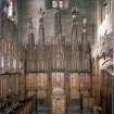 Thistle Chapel, interior, stalls and Queen's seat on west wall, view from east.