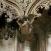 Thistle Chapel, interior, detail of carved angel above stalls.