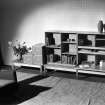 London, Olympia, 1950 British Industries Fair.  
Scottish Furniture Manufacturers' Association exhibition stand, interchangeable units designed by R D Russell and R Y Goodden.