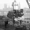 London, South Bank, Festival of Britain, Sea and Ships pavilion.
View of Metro Vickers gas turbine engine being lowered into position.