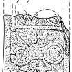 Scanned ink drawing of reverse of Pictish cross-slab fragment (St Vigeans no.5).