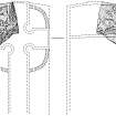Scanned ink drawing of St Vigeans 19 Pictish Cross-slab fragment, front and reverse