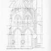 Illustration of measured drawing of Melrose Abbey by Basil Spence.