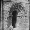 Close-up view of an arched doorway in Saint Magnus Cathedral, Kirkwall, Orkney.