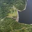 Oblique aerial photograph of Glen Finglas Reservoir, Dam and Power Station