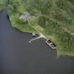 Oblique aerial photograph of Loch Katrine, Royal Cottage (NN40NW.25), Aqueduct Intakes (NN40NW.26), Pier and Boathouse