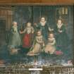 Ground floor hall, detail of painting above fireplace; Fairfax-Lucy family portrait