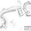 Scanned image of drawing showing plan of Second World War 6-inch gun emplacement with magazine with remains of First World War emplacement.