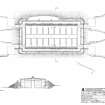 Scanned image of drawing showing plan and sections of ammuntion store.
