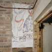 Interior. 1st floor. Fire escape stair with 2nd world war paintings/graffiti