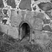 Detail of hen-hatch in South end wall of cart-shed and granary block. 
Photosurvey 10 February 1994 at Kilrie Farm