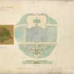 Drawing showing plan of avenues and elevation of terrace.
Titled: 'Aberlour House, Banffshire. Proposed Terrace'.