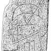 Scanned ink drawing of Inverallan Pictish symbol stone.