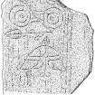 Scanned ink drawing of Congash 2 Pictish symbol stone.