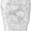 Inveravon 2 - scanned ink drawing of Pictish symbol stone
