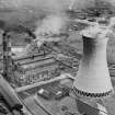 Oblique aerial view of Pinkston Power Station from North-West showing war time camouflage on exterior of building.