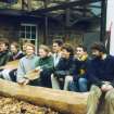 'Loch Doon' logboat experimental reconstruction (at Scottish Fisheries Museum, Anstruther): spring 1992. Group photograph of reconstruction team, including Philip Robertson, Mark Lawrence and Damian Goodburn.
