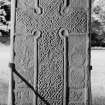 View of the face of the Rodney Stone Pictish cross slab, Brodie.