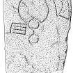 Scanned ink drawing of Pictish symbol stone