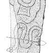 Scanned ink drawing of Inverurie 1 Pictish symbol stone