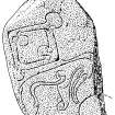 Scanned ink drawing of Kintore 4 Pictish symbol stone