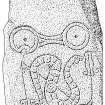 Scanned ink drawing of Newton House 1 Pictish symbol stone