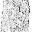 Scanned ink drawing of Newton of Lewesk Pictish symbol stone