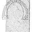 Scanned ink drawing of Percylieu Pictish symbol stone