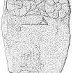 Scanned ink drawing of Wantonwells Pictish symbol stone