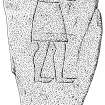 Ink drawing of Rhynie Pictish symbol stone. (No.7)