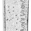 Scanned ink drawing of 'Radulfi' stone medieval grave slab