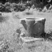 Detail of medieval pulpit used as garden sculpture