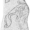Scanned ink drawing of Aberlemno, Flemington Farm Pictish symbol stone.
