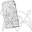 Scanned ink drawing of Turriff Pictish symbol stone fragment.