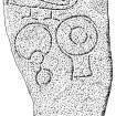 Scanned ink drawing of Tillytarmont 1 Pictish symbol stone.
