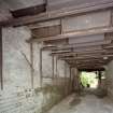 Interior. View of loading bay. Note levers for opening hoppers to have clay into wagons.